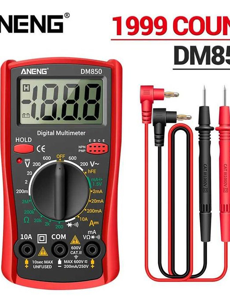 Multímetro Digital AC/DC Votage Tester DM850 Larananja DM850 3