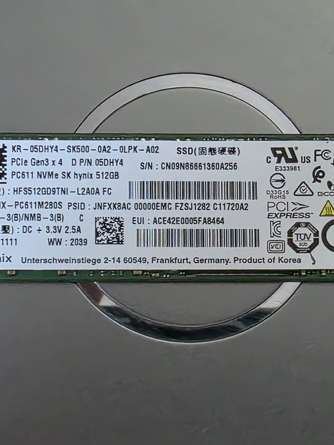 SSD NVMe SK hynix 512GB – PCIe Gen3 x4 M.2 2280 1