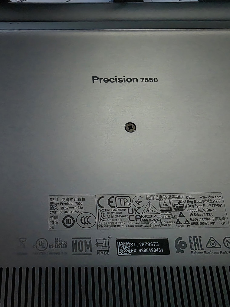 Carcaça Base Inferior (Bottom) – Dell Precision 7550 4