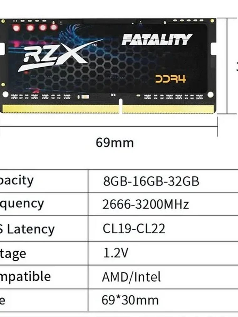 Memória RAM DDR4 – 32GB 3200MHz – RZX Fatality 2