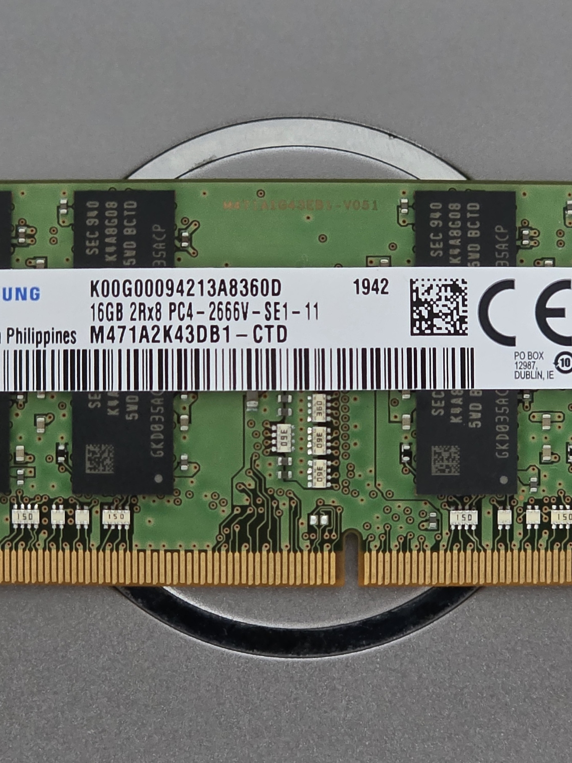 Memória DDR4 16GB 2666v SO-Dimm Samsung M471A2K43DB1 1