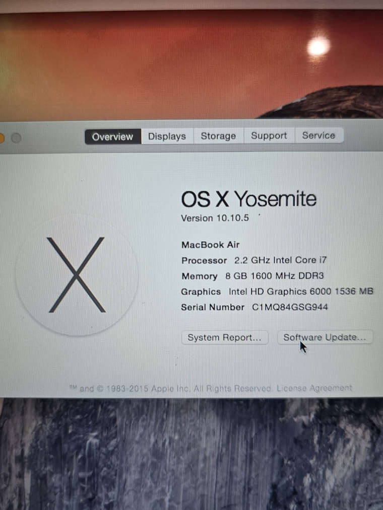 Notebook Apple Macbook A1466 Emc 2925 2015 - 46D 30