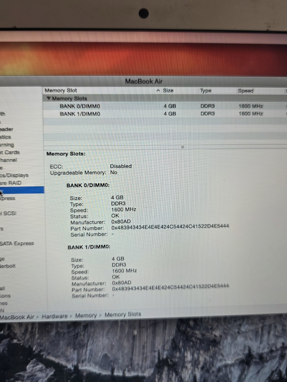 Macbook Air A1466 EMC 3178 8Gb 13