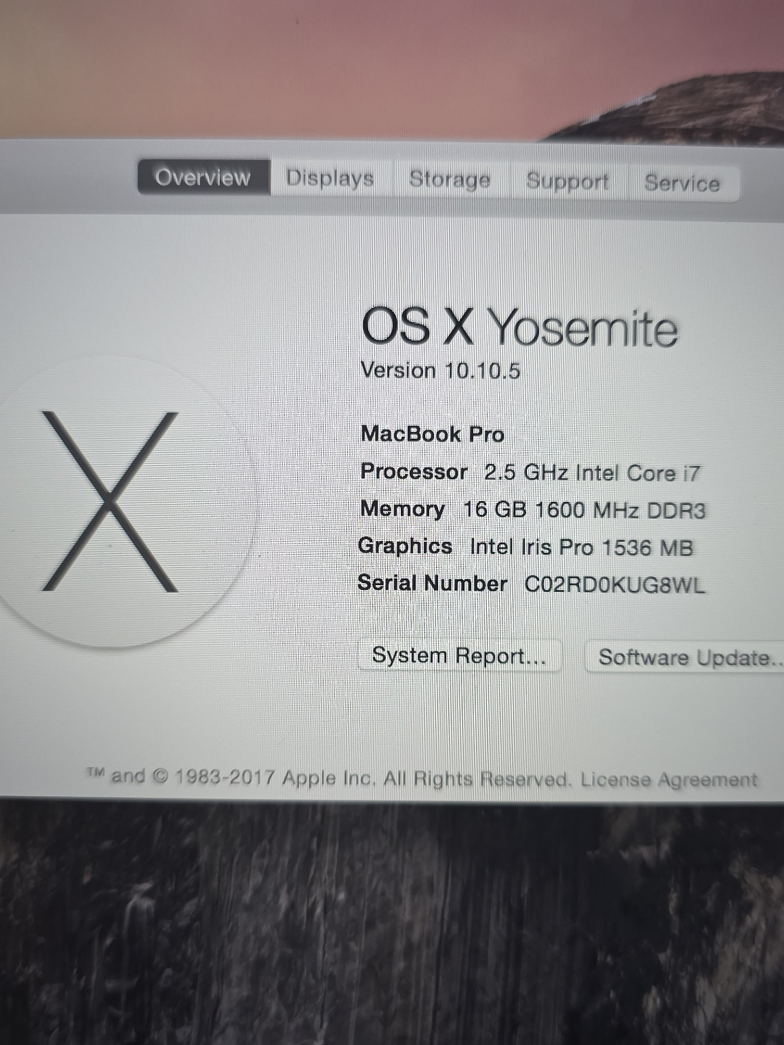 Peças do Macbook A1398 EMC 2909 16Gb 15