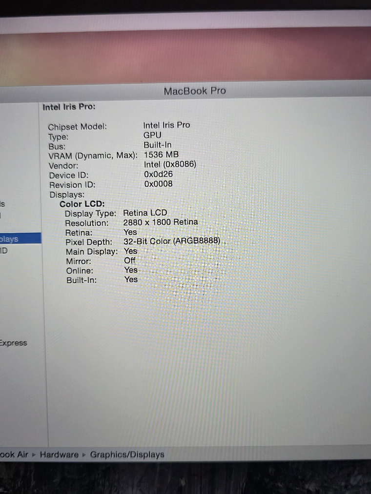 Peças do Macbook A1398 EMC 2909 16Gb 15