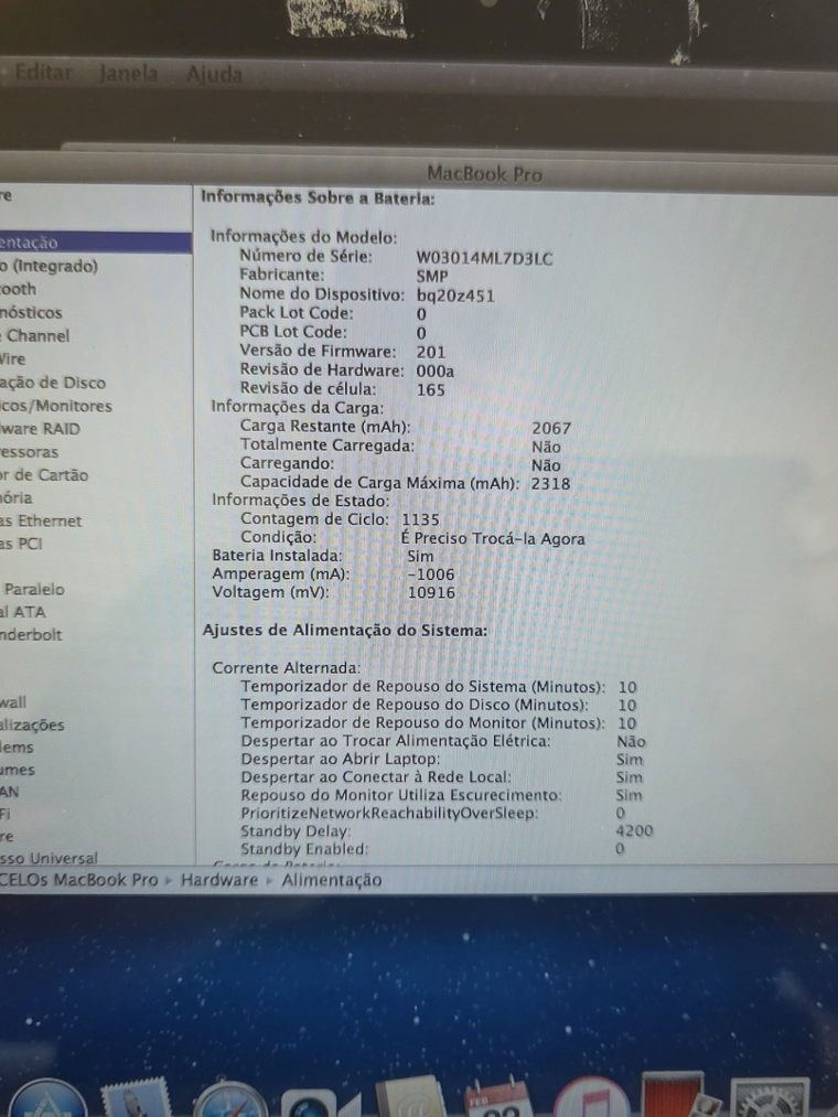 Peças do Macbook Pro A1278 20010 8Gb 13