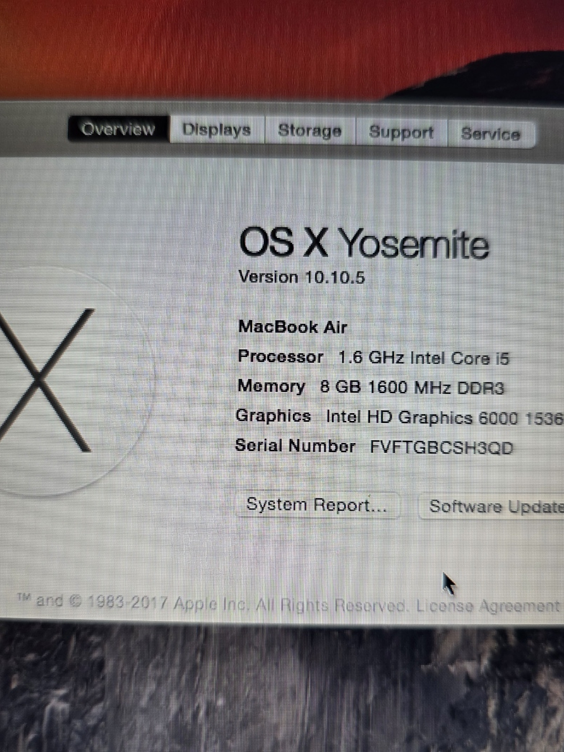 Macbook Air A1466 EMC 2925 8Gb 13