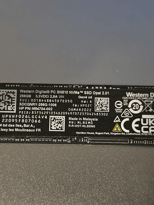 NVMe Western Digital 256GB M.2 2280 - PCIe 4.0 x4