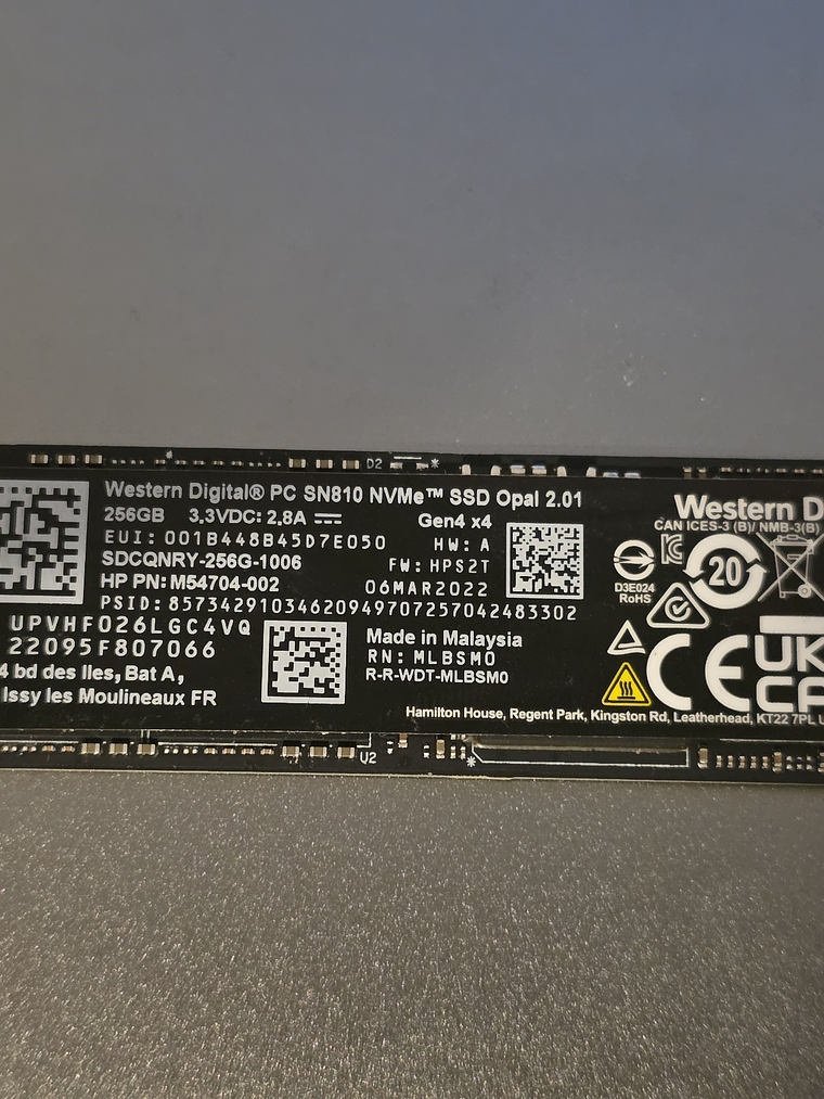 NVMe Western Digital 256GB M.2 2280 - PCIe 4.0 x4 1