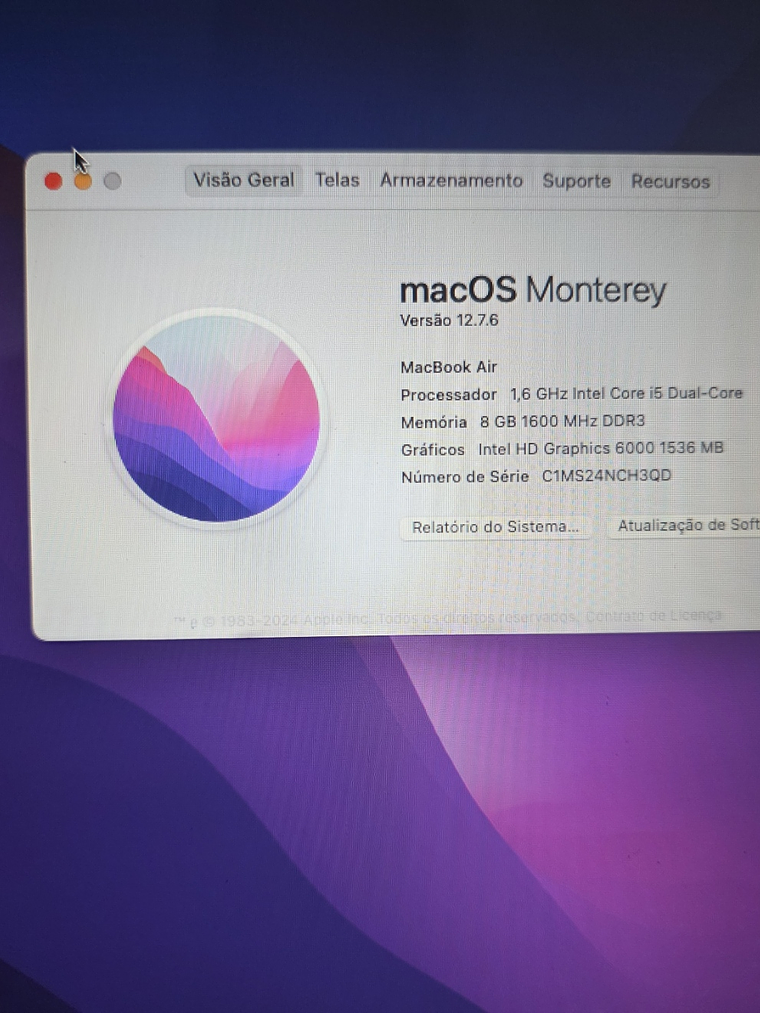 Peças do Macbook A1466 - Emc 2925 i5 1,6 Ghz - 492 5