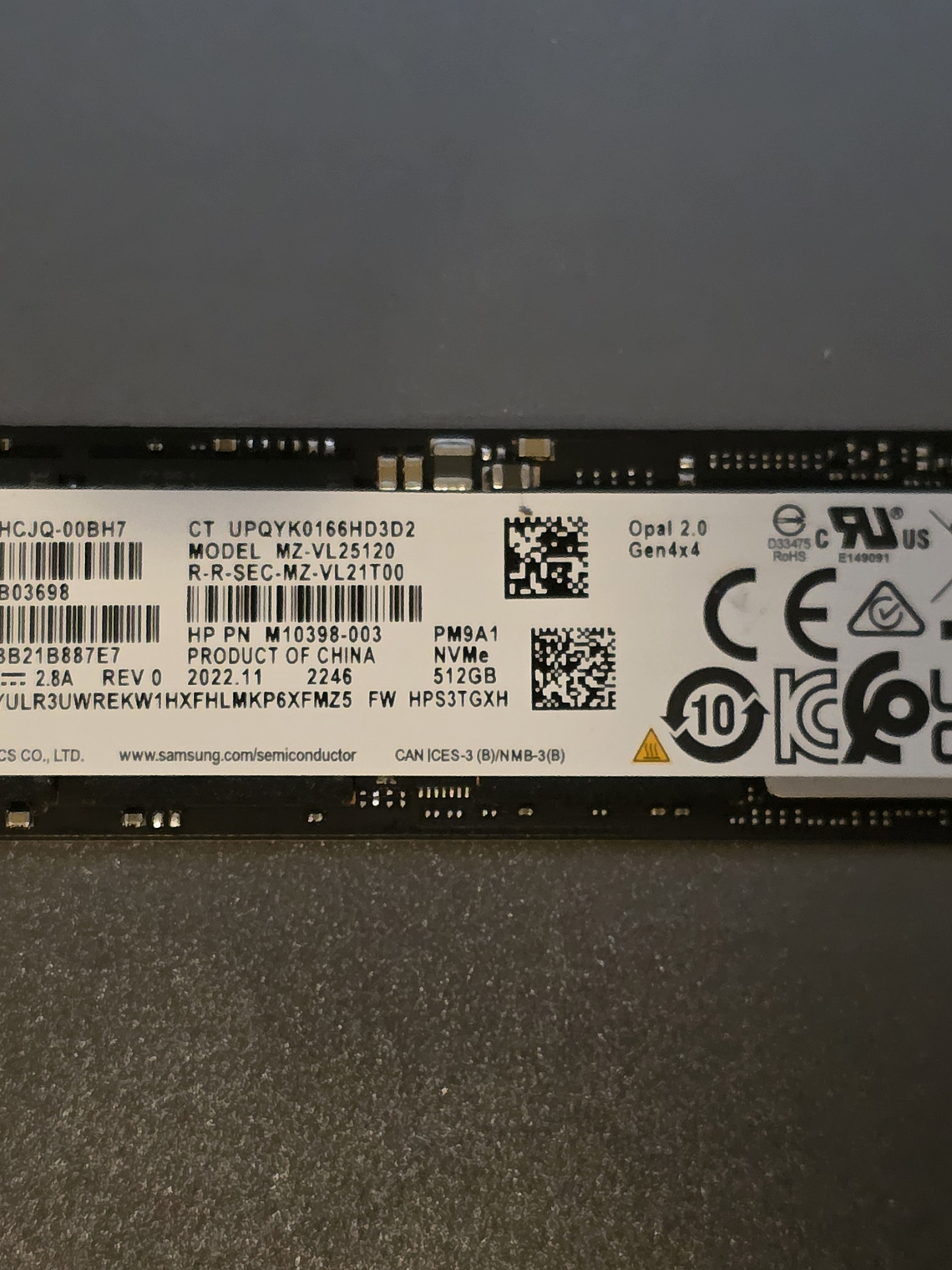 SSD Samsung PM9A1 512GB NVMe Gen4 1