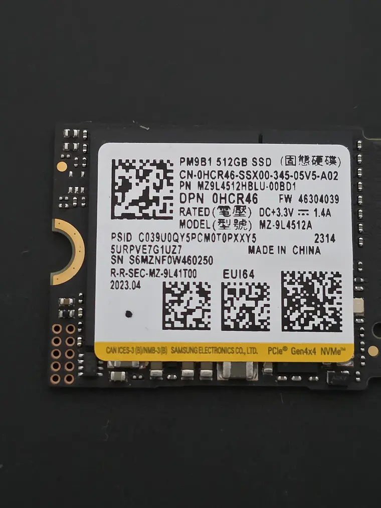 Samsung PM9B1 512GB NVMe M.2 2230 PCIe Gen4 1