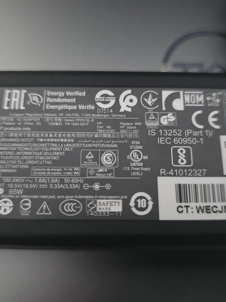 Carregador Original HP 65W - 19.5V 3.33A - 7.4mm 2