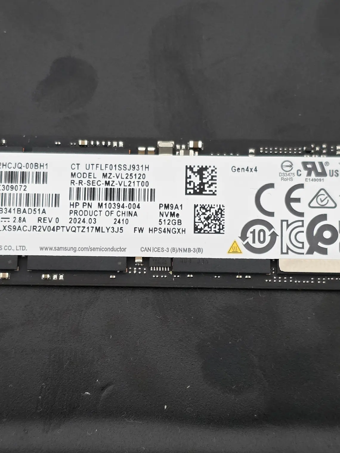 Samsung PM9A1 512GB NVMe PCIe Gen4 x4 1