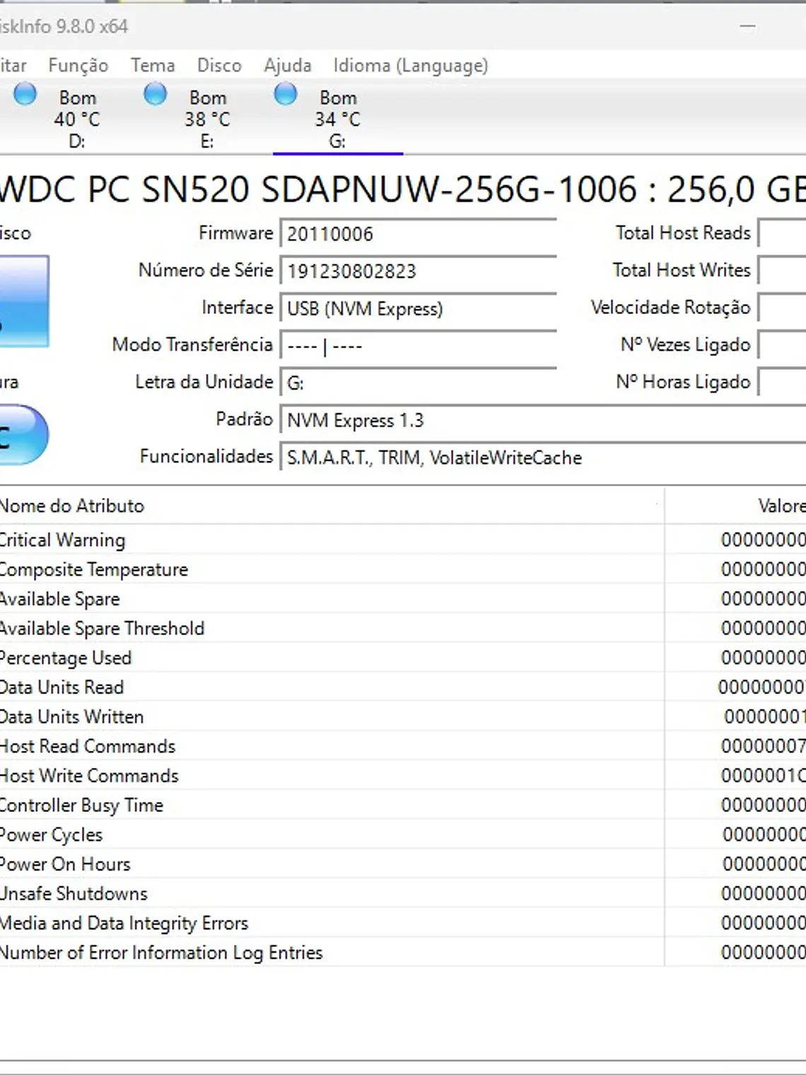 WD SN520 256GB NVMe M.2 2280 1