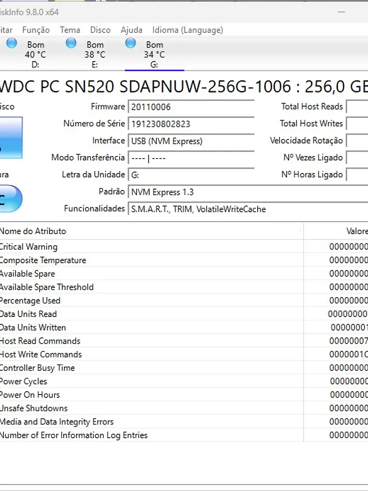 WD SN520 256GB NVMe M.2 2280 1