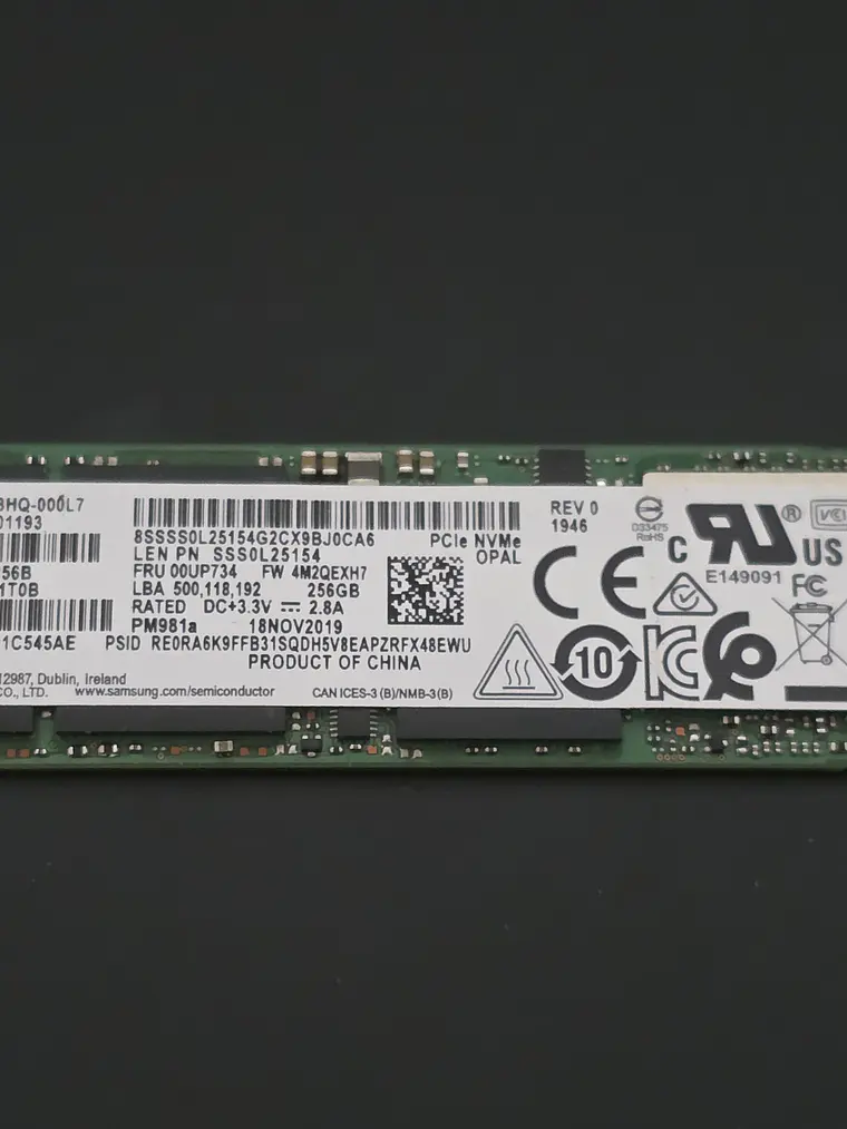 Samsung 256GB NVMe M.2 PM981a - 50B 2