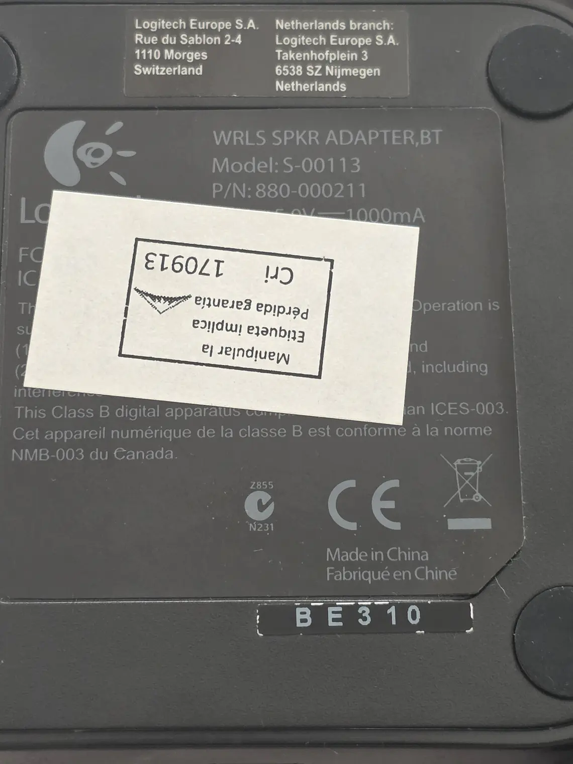 Adaptador Áudio Bluetooth Logitech S-00113 2