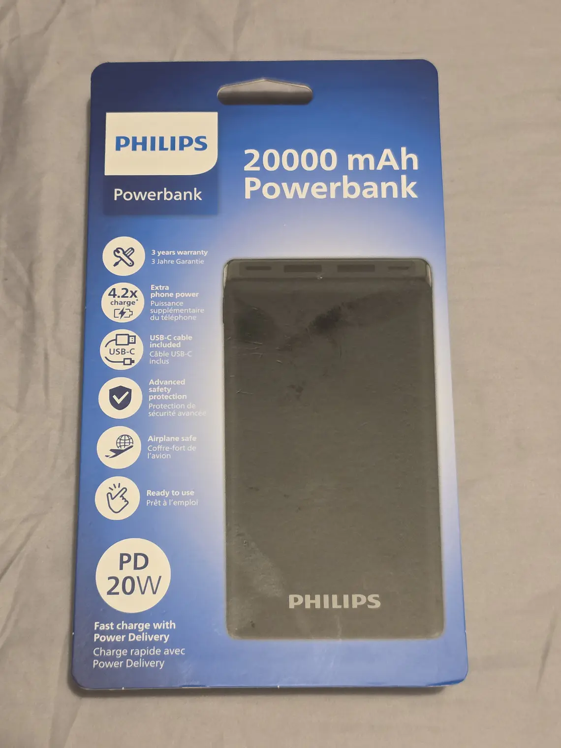 Powerbank Philips 20000mAh PD 20W c/ Cabo 1