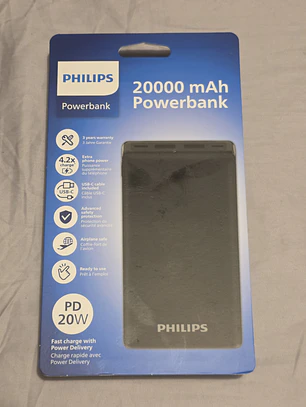 Powerbank Philips 20000mAh PD 20W c/ Cabo