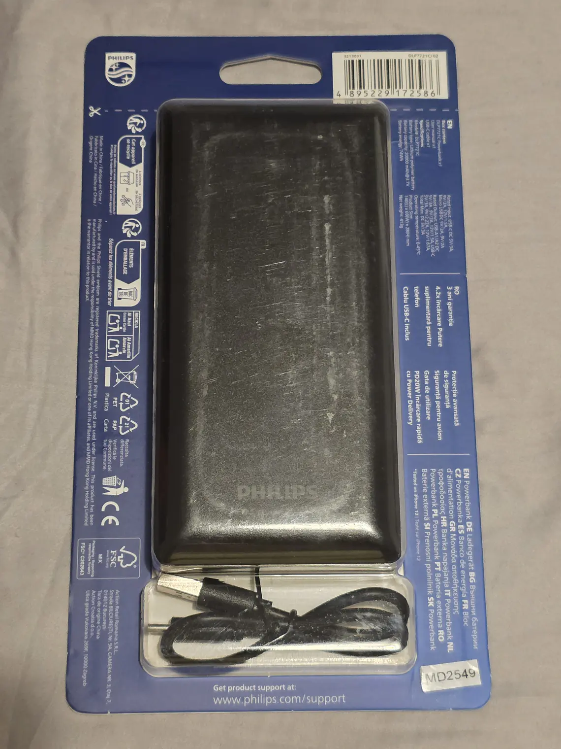 Powerbank Philips 20000mAh PD 20W c/ Cabo 3