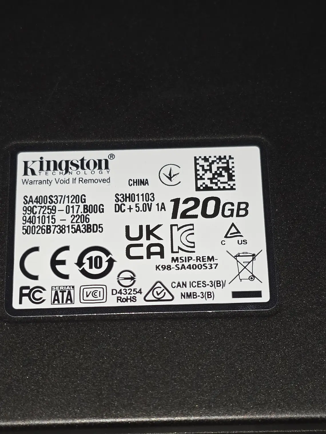 SSD Kingston A400 120GB SATA III — Saúde 78% 2