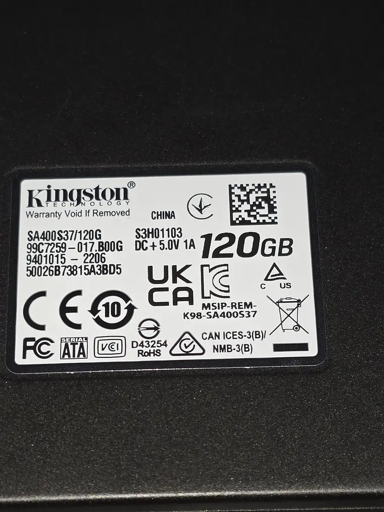 SSD Kingston A400 120GB SATA III — Saúde 78% 2