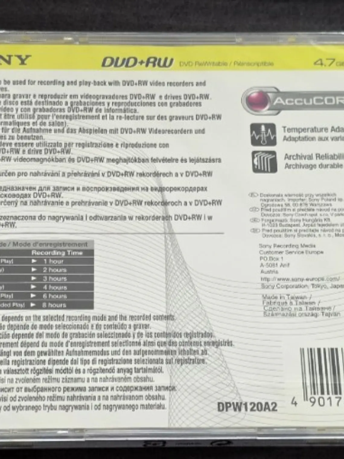 Caixa com 5 Sony DVD+RW 4x — (4.7GB) 5