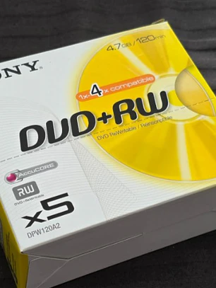 Caixa com 5 Sony DVD+RW 4x — (4.7GB)