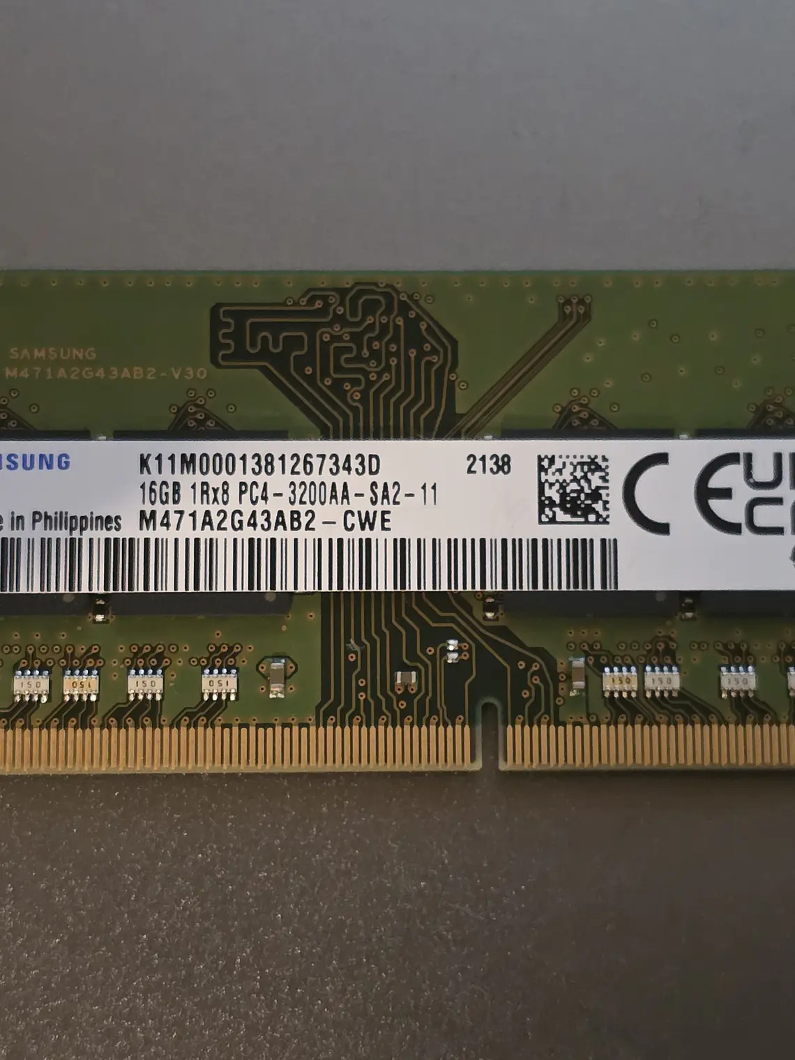 Memória Samsung 16GB DDR4 3200AA SODIMM - M471A2G43AB2‑CWE 1