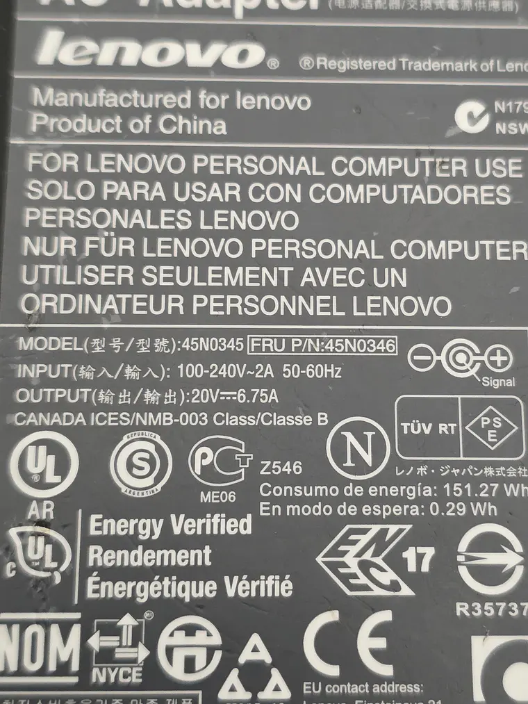 Carregador Original Lenovo 135W 20V 6.75A 2