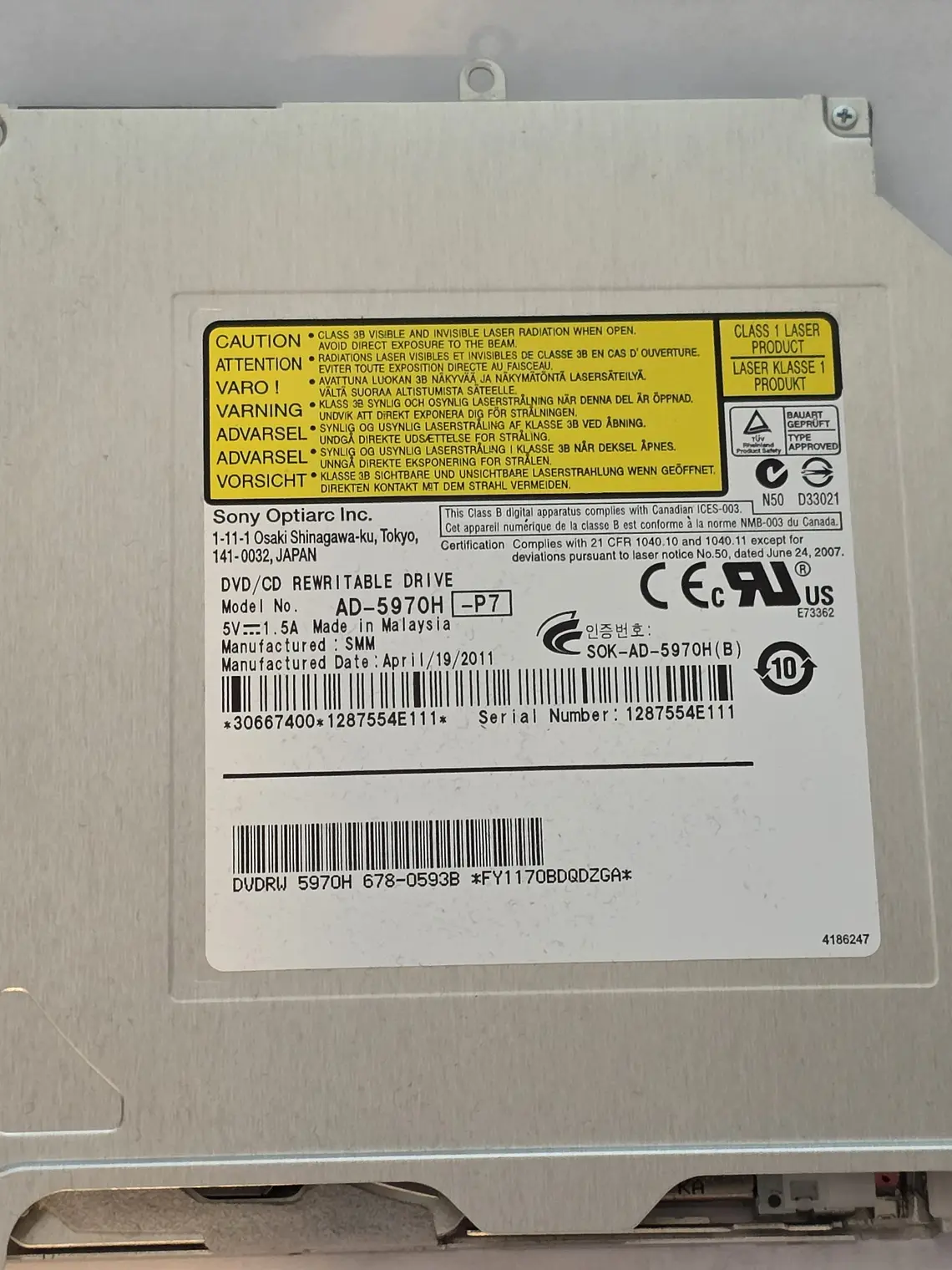 Peças para o Mac A1278 Early 2011 EMC 2419 - 53E 14
