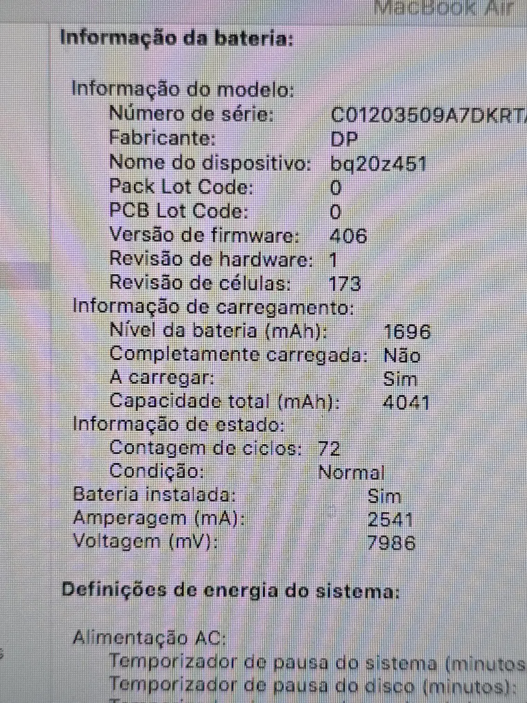 Peças do MacBook Air A1370 EMC 2471 - 2011 - 573 11