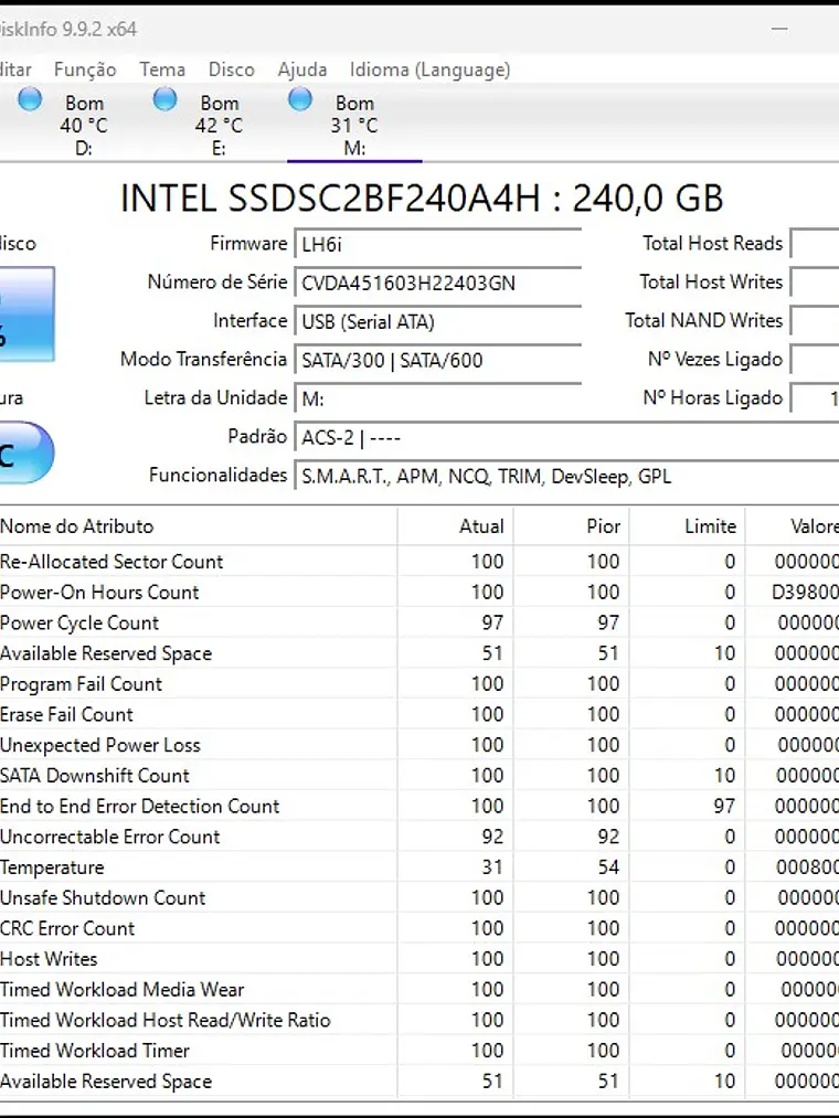 SSD Intel Pro 1500 Series 240GB SATA 2.5