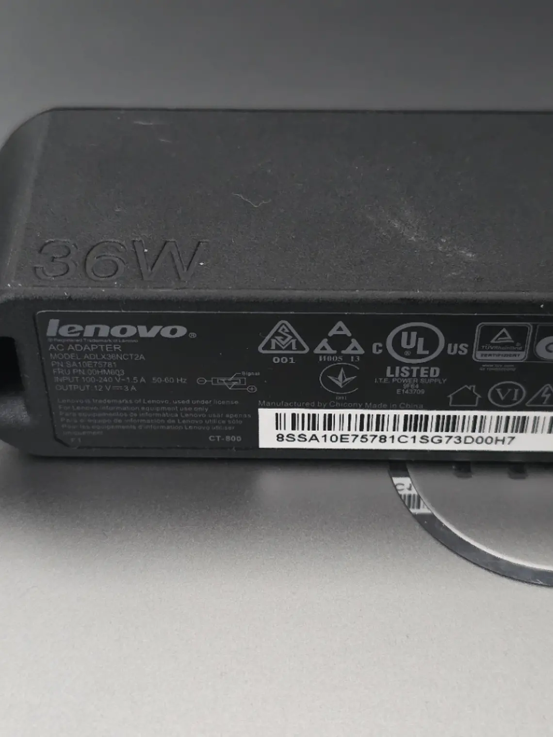 Carregador Lenovo 36W 12V 3A ADLX36NCT2A 2