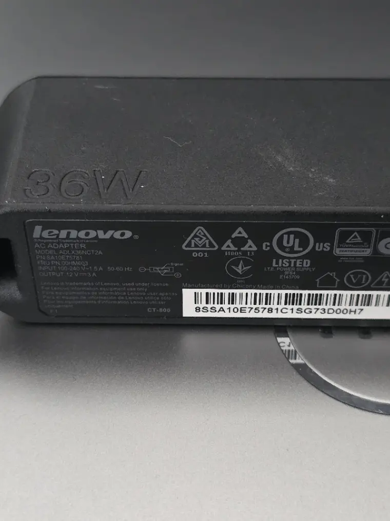 Carregador Lenovo 36W 12V 3A ADLX36NCT2A 2