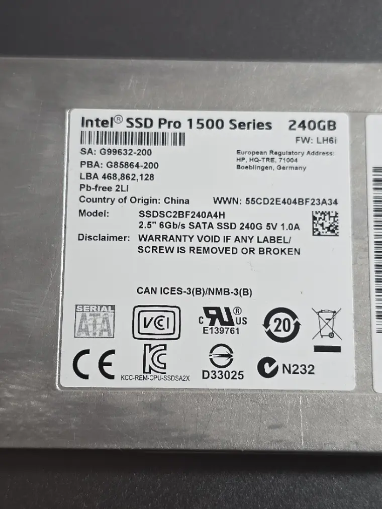 SSD Intel Pro 1500 Series 240GB SATA 2.5