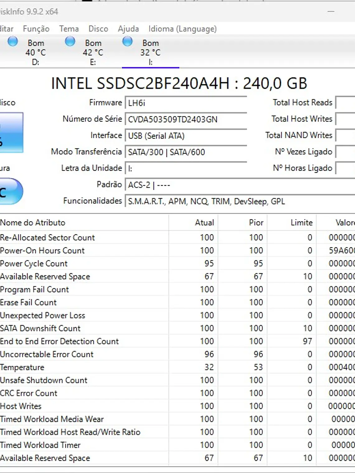 SSD Intel Pro 1500 Series 240GB SATA 2.5