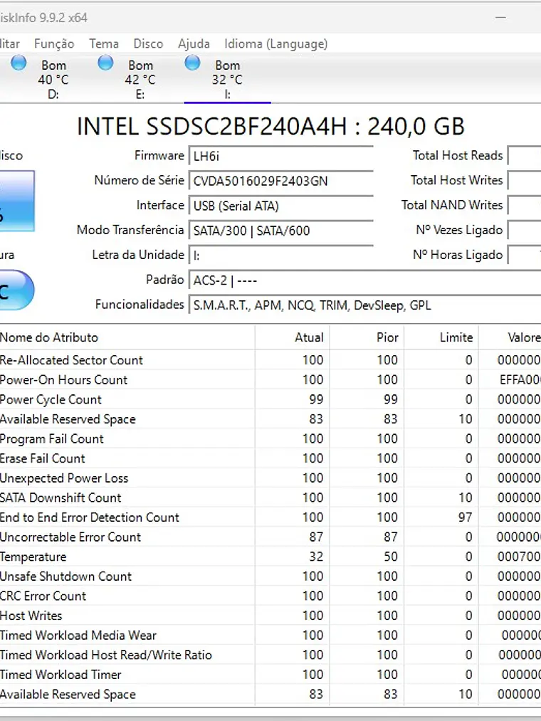 SSD Intel Pro 1500 Series 240GB SATA 2.5