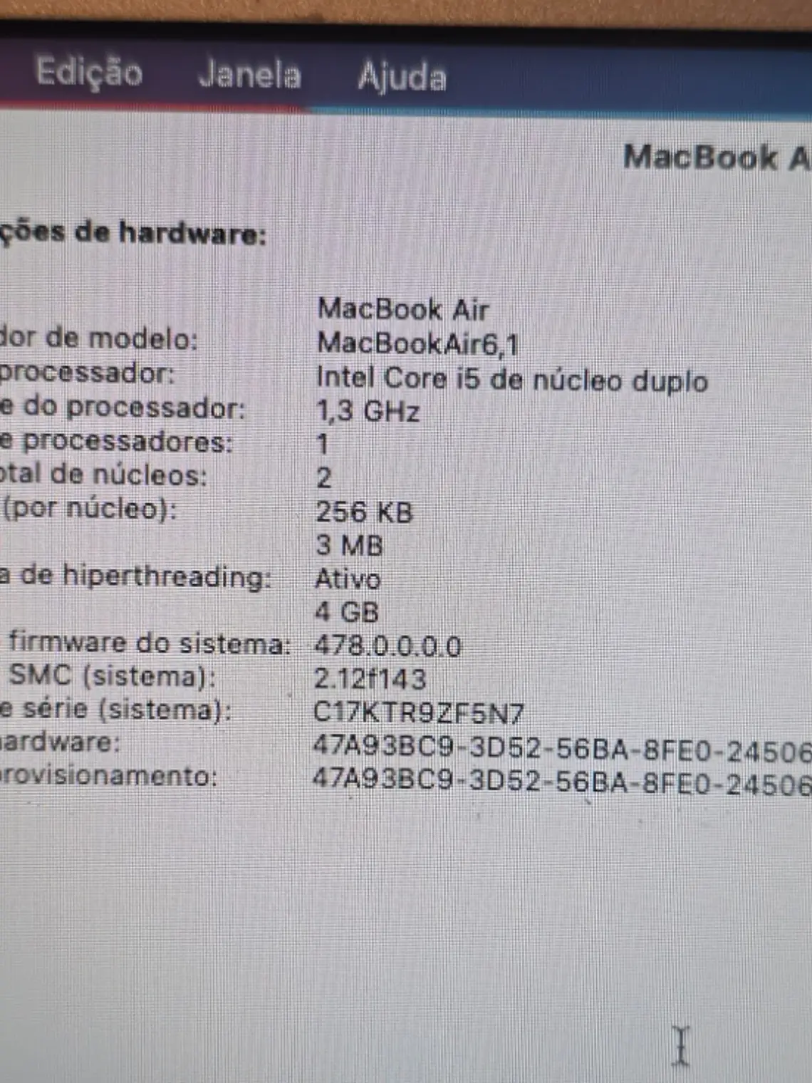 Macbook Air A1465 EMC 2631 4Gb 11