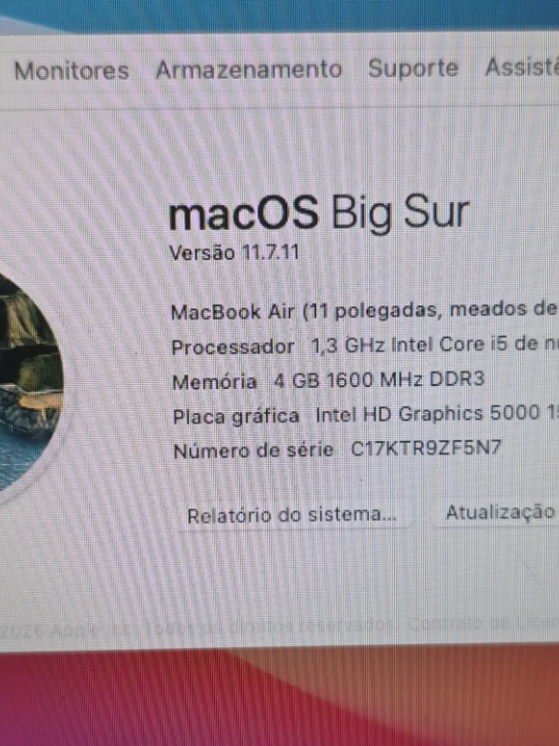 Macbook Air A1465 EMC 2631 4Gb 11