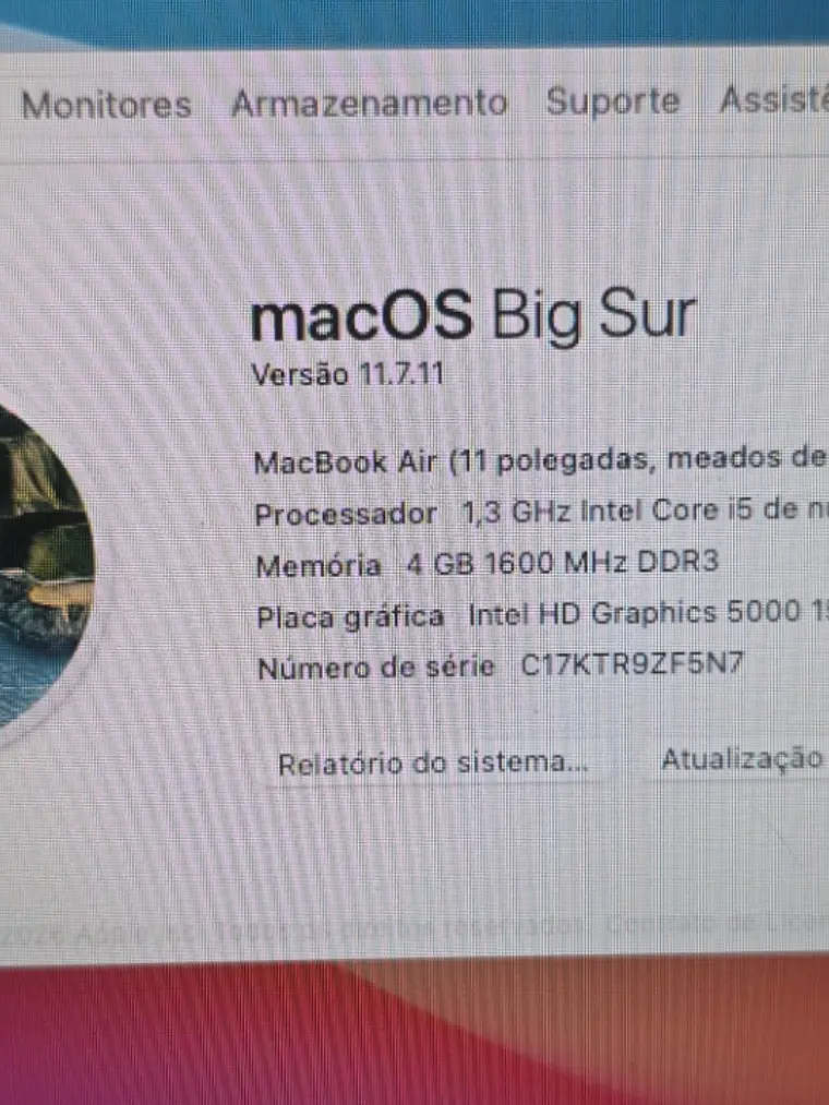 Macbook Air A1465 EMC 2631 4Gb 11