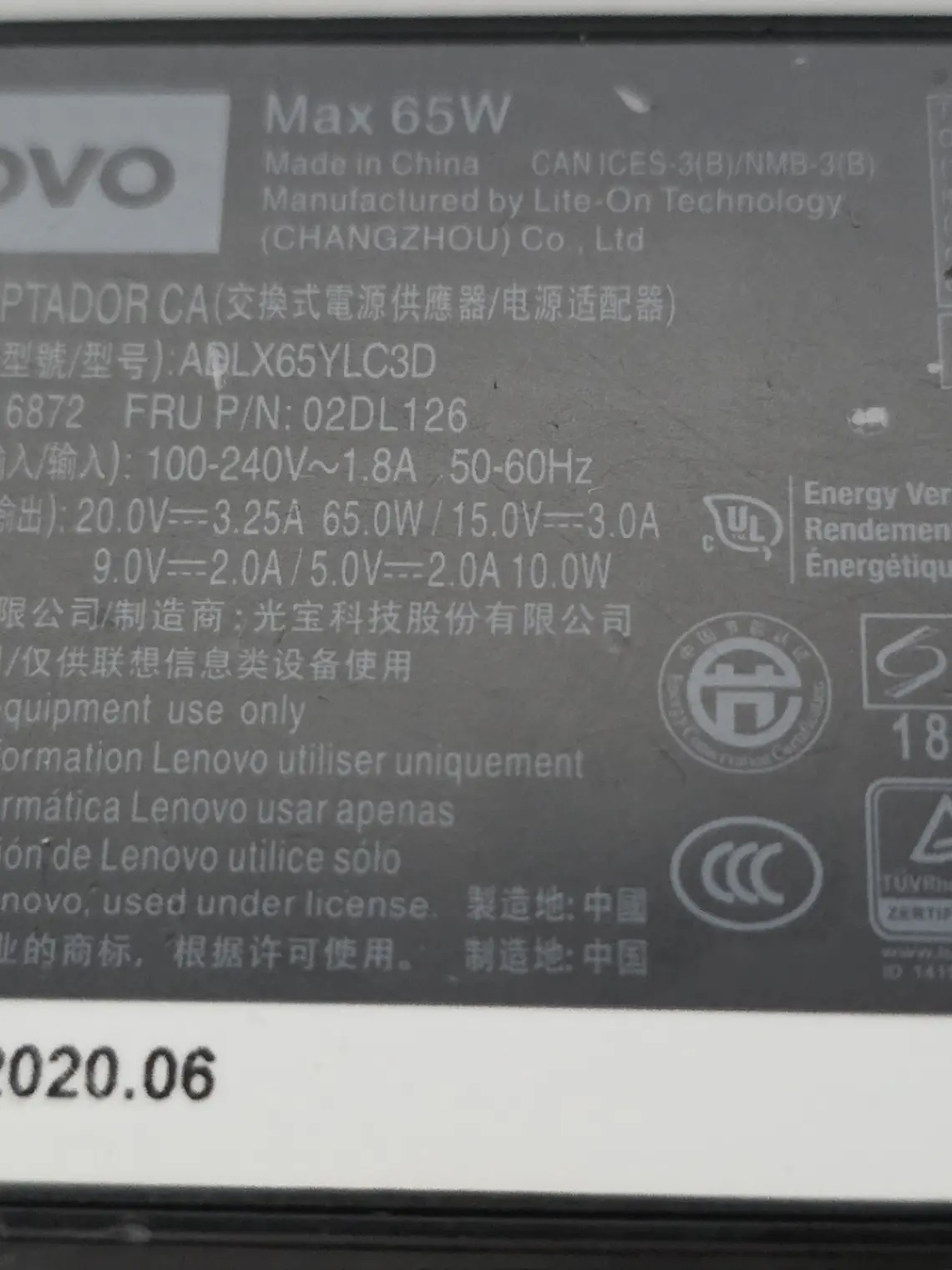 Carregador Lenovo 65W USB-C 20V 3.25A 65W 2