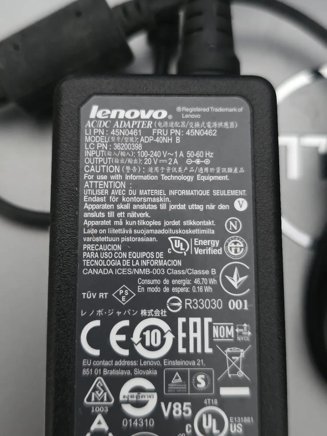 Carregador Lenovo 40W 20V 2A ADP-40NH B 3