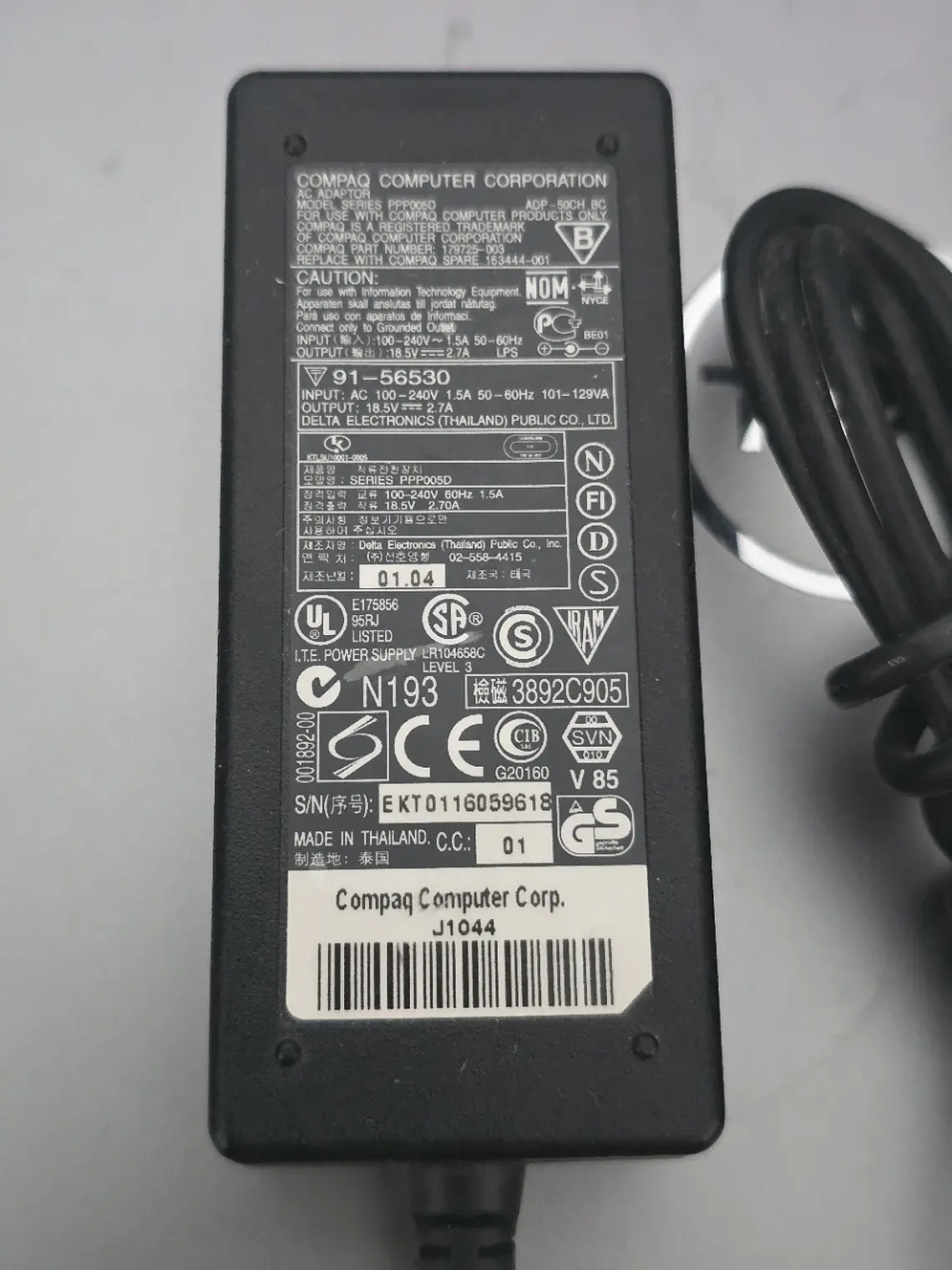 Carregador Compaq 50W PPP005D 18.5V 2.7A 2