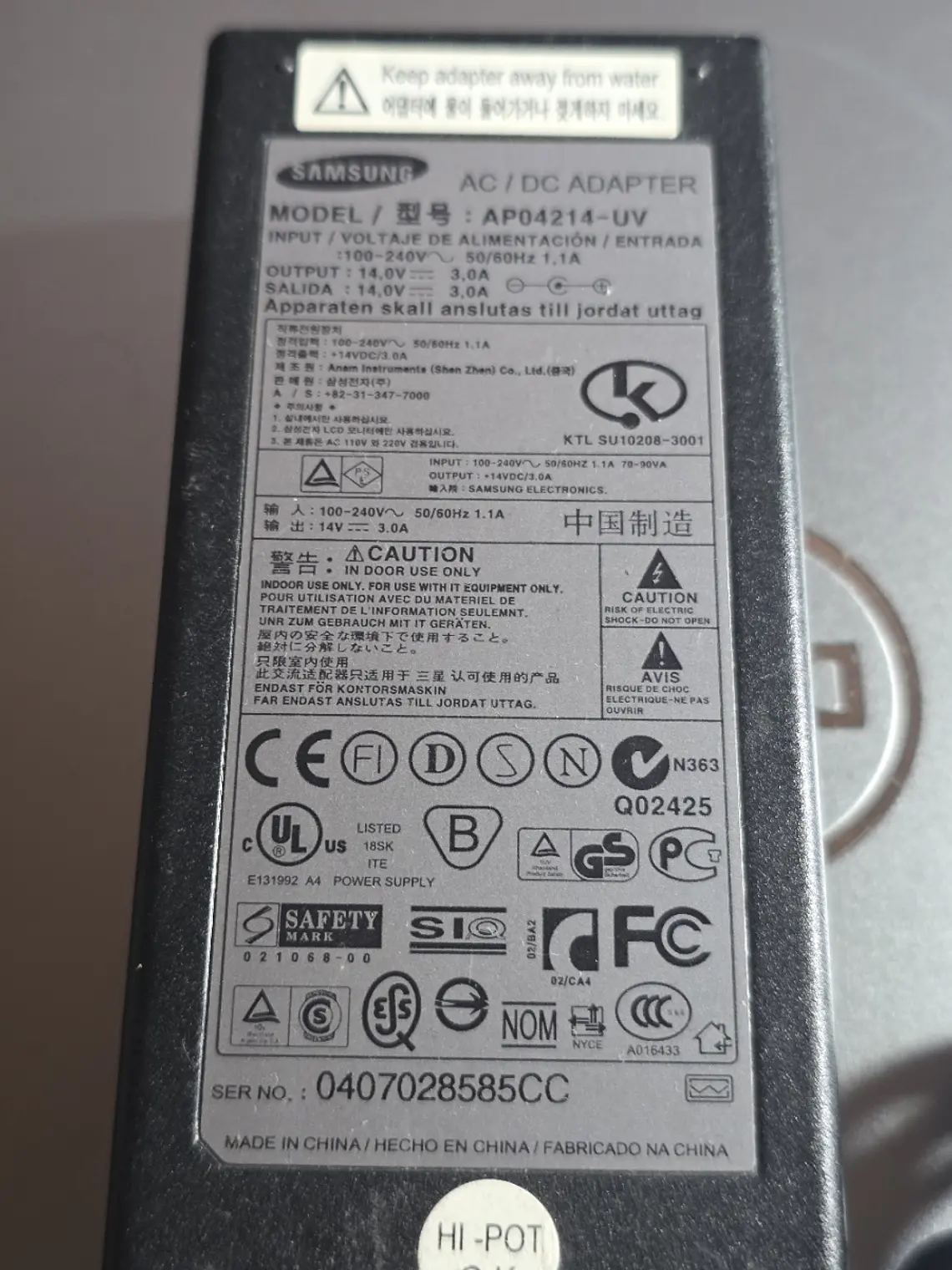 Transformador Samsung 42W AP04214-UV 14V 3A 3
