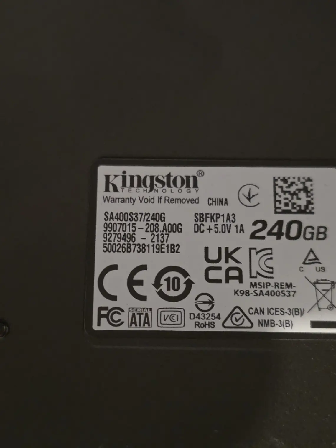 SSD Kingston A400 240GB SATA 2,5