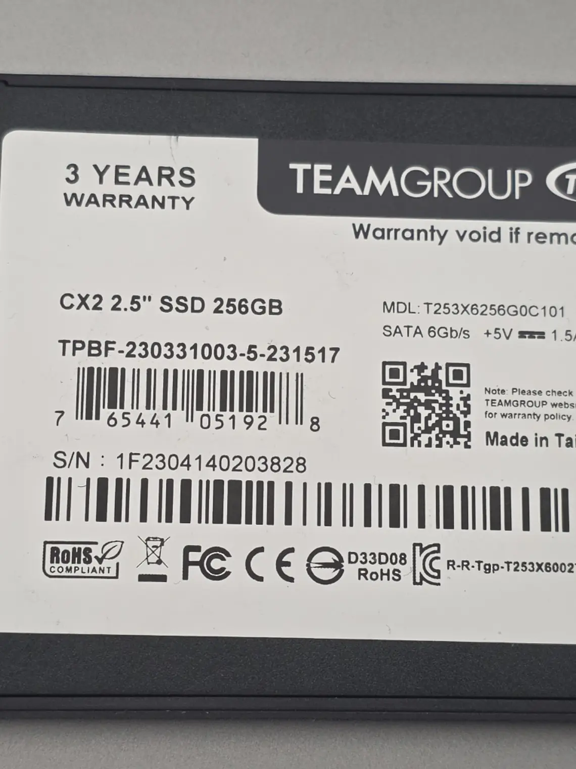 SSD TeamGroup CX2 256GB SATA 2,5