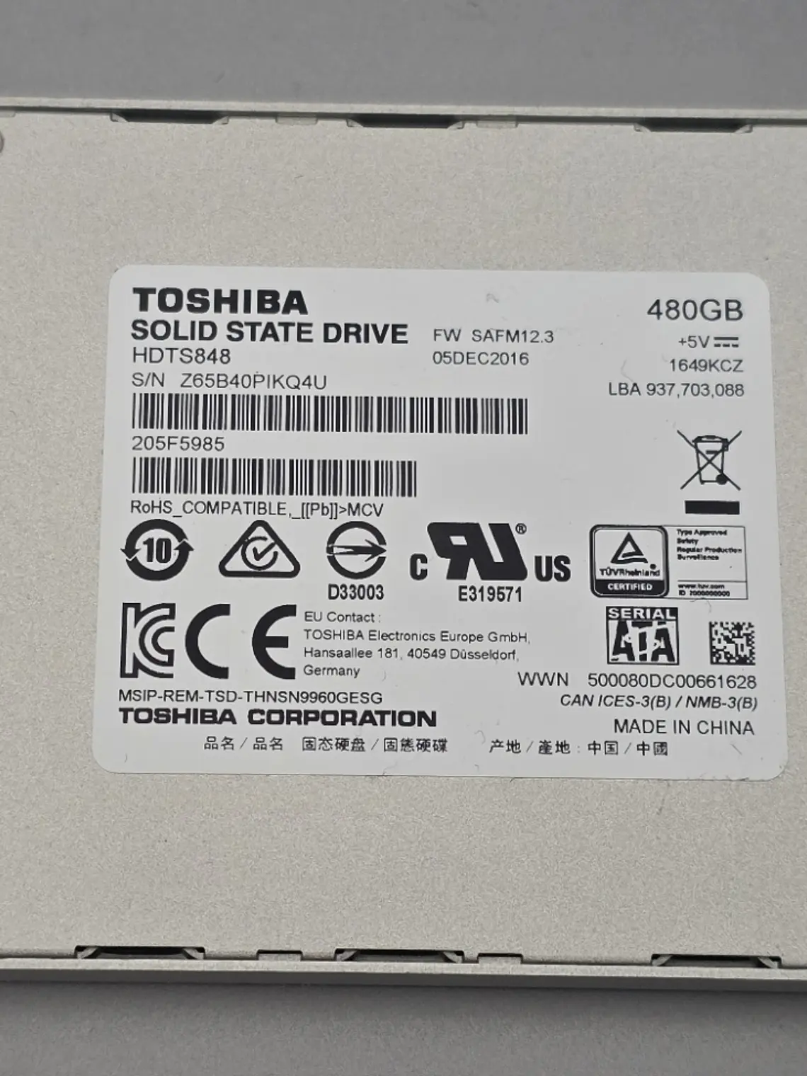 SSD Toshiba Q300 480GB SATA 2,5