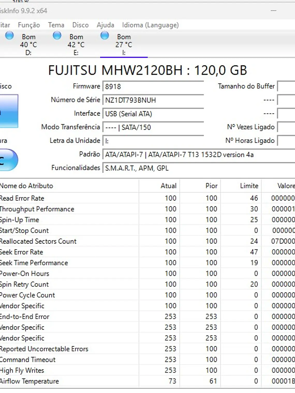 HDD Fujitsu 120GB SATA 2.5 MHW2120BH 3